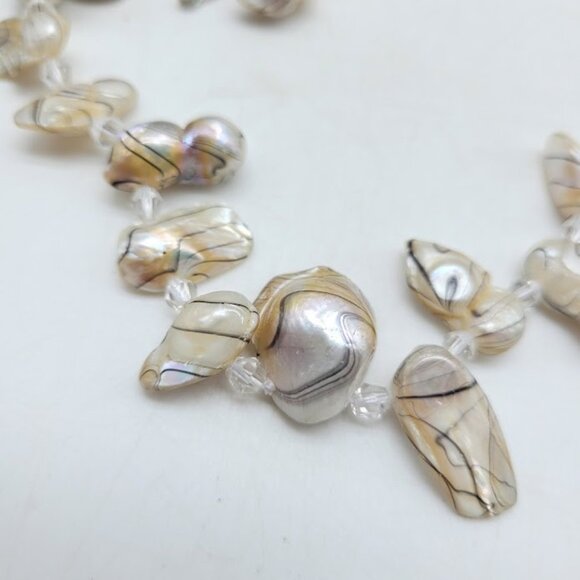 Beautiful Oyster Shell Stripe Baroque Pearl Necklace Beach Island Coast Seaside - Picture 7 of 9